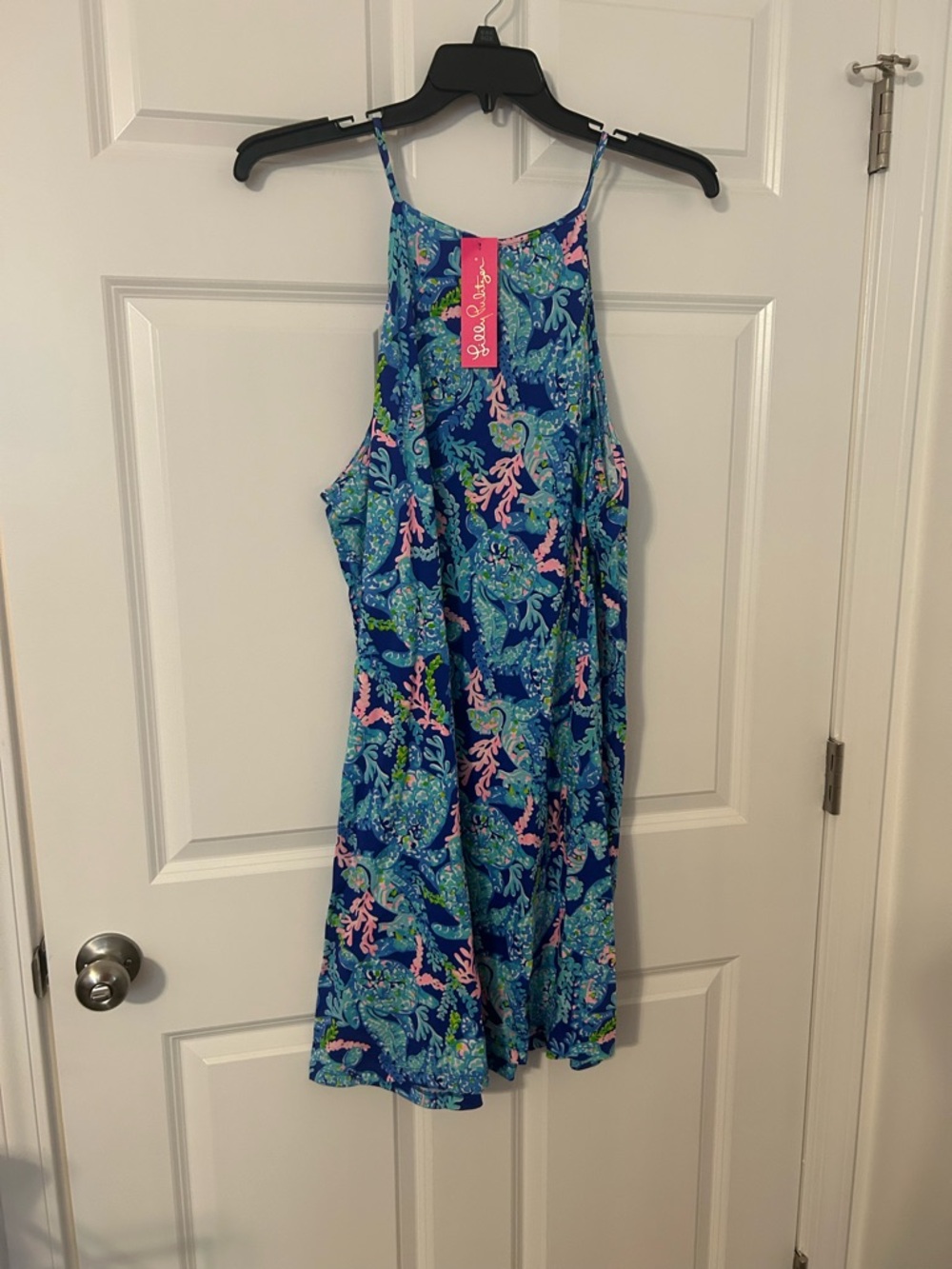 Lilly Pulitzer Navy and Seafoam Tropical Print Dress NWT